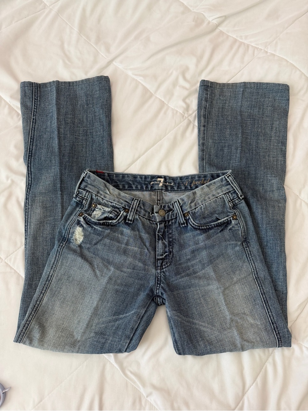 7 For All Mankind Women's Light Blue Skinny boot Jeans